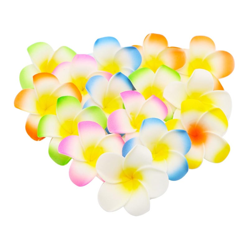 Ewandastore Ewanda store 100 Pcs Diameter 1.6 Inch Assorted Color Artificial Plumeria Rubra Hawaiian Foam Frangipani Flower Petals for Weddings Party Decoration - Image 2